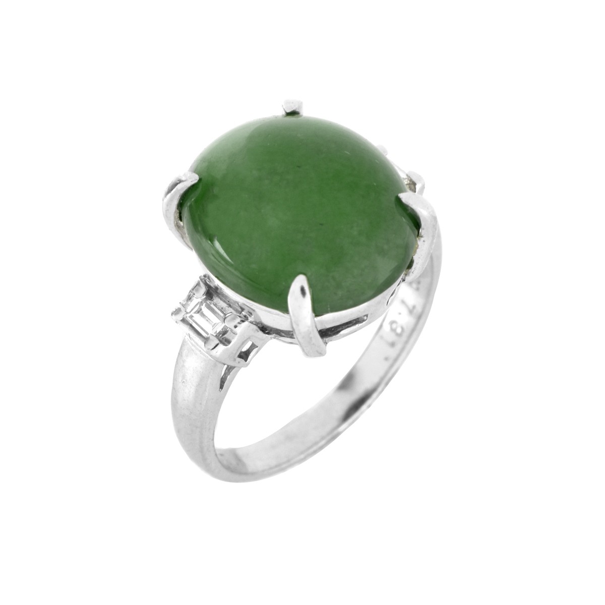 GIA Jadeite Jade, Diamond and Platinum Ring