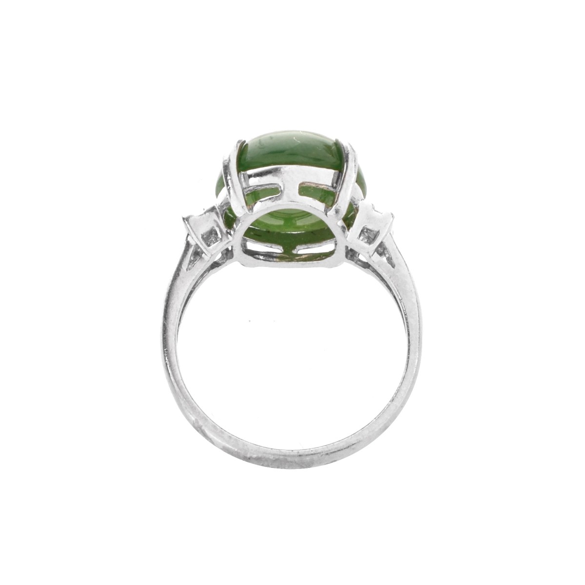 GIA Jadeite Jade, Diamond and Platinum Ring