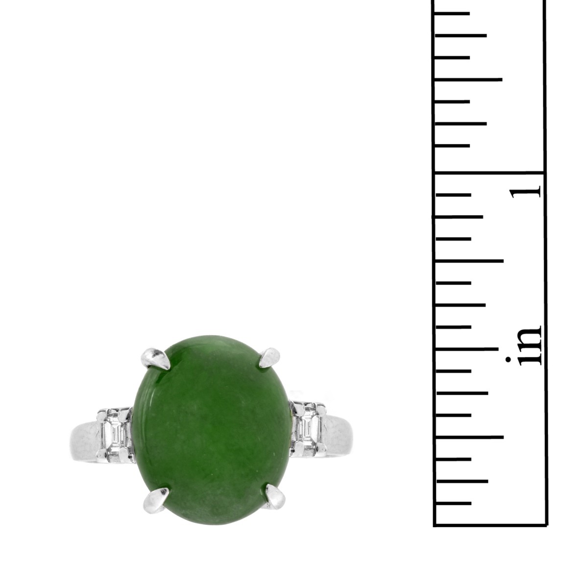 GIA Jadeite Jade, Diamond and Platinum Ring