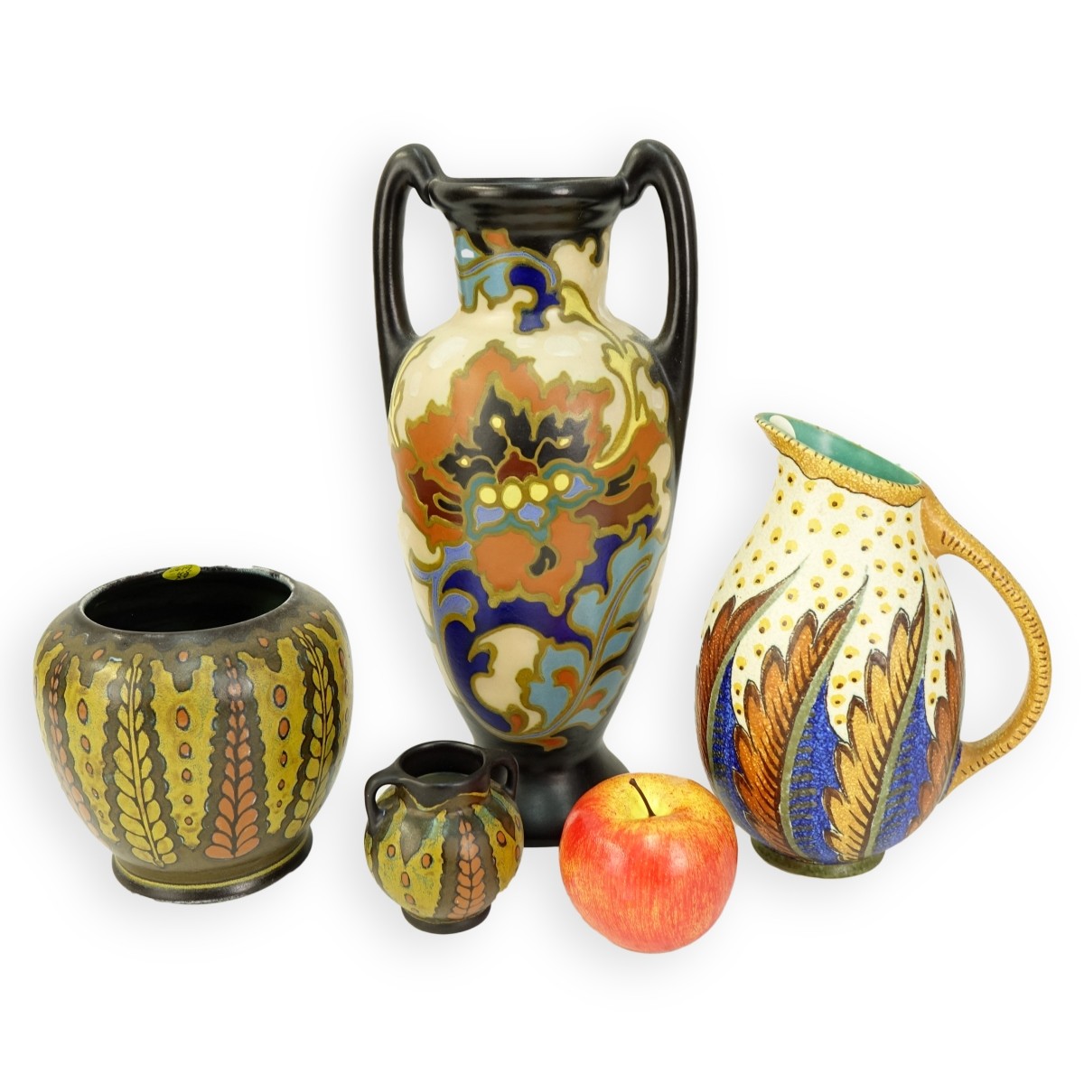 Four (4) Gouda Art Pottery Vases