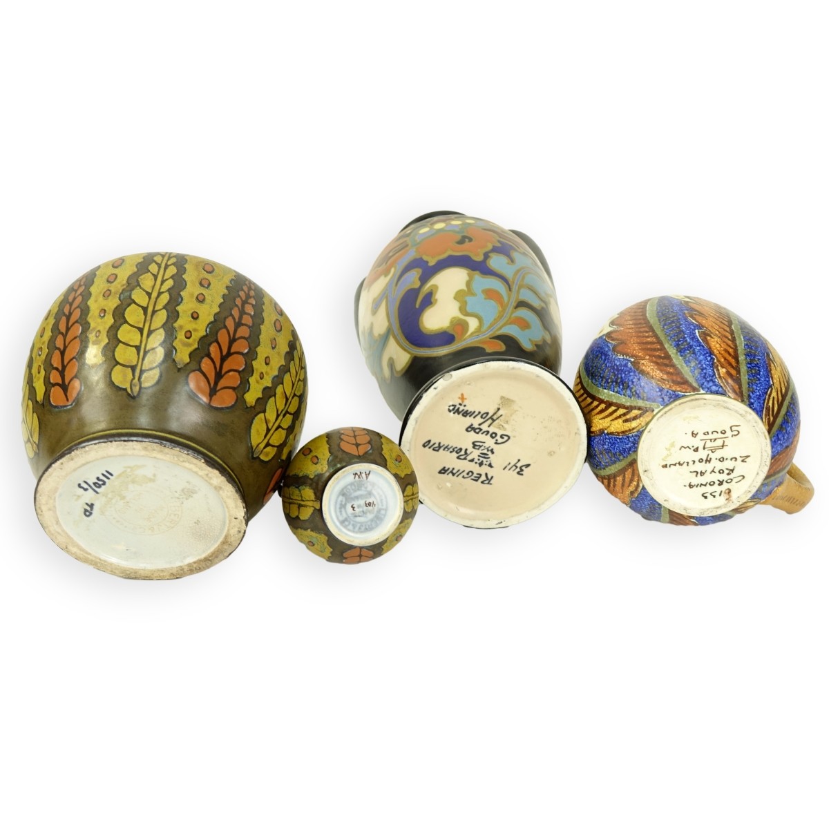 Four (4) Gouda Art Pottery Vases