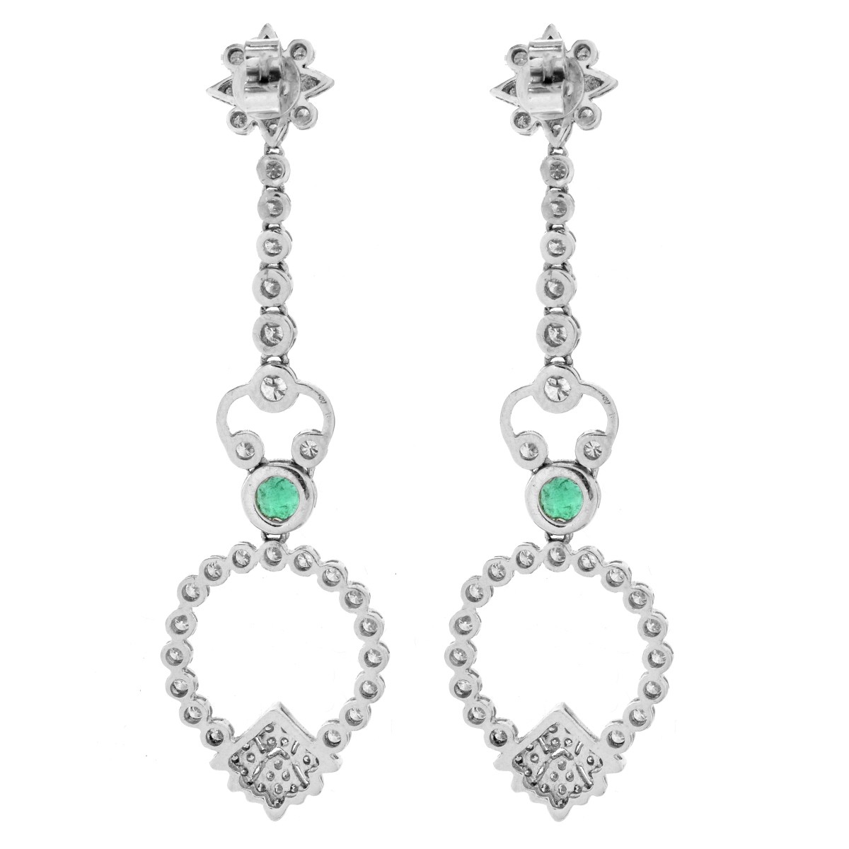 Emerald, Diamond and 18K Earrings