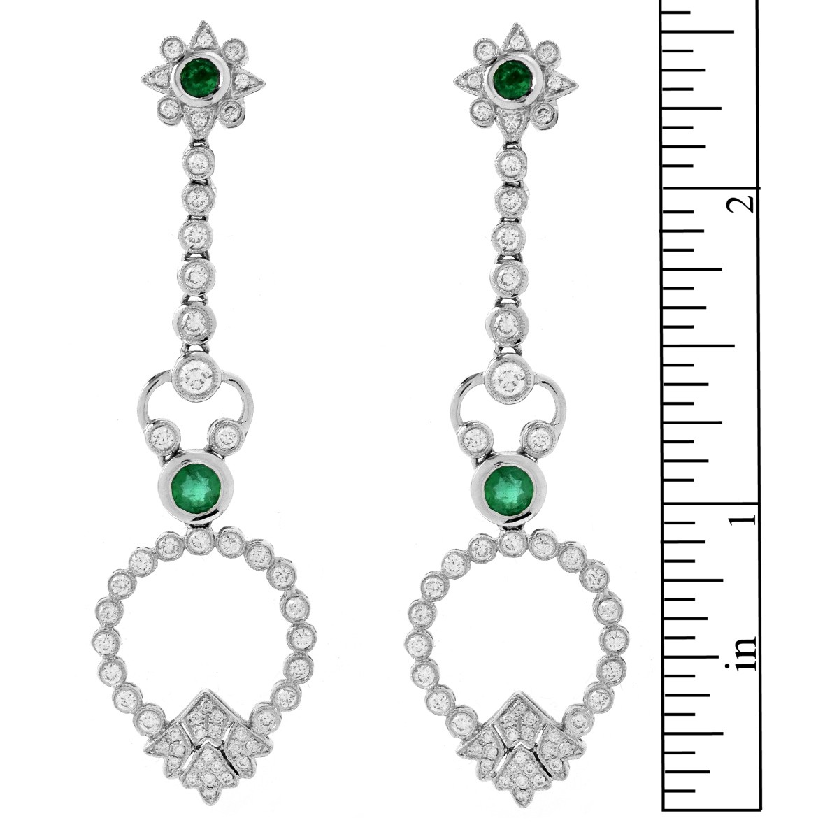 Emerald, Diamond and 18K Earrings