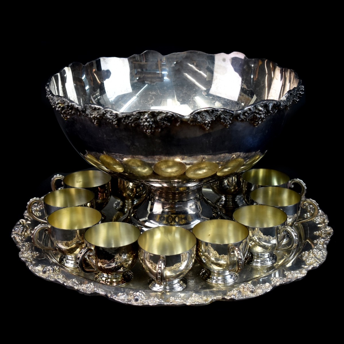 Silver Plate Punch Bowl Set