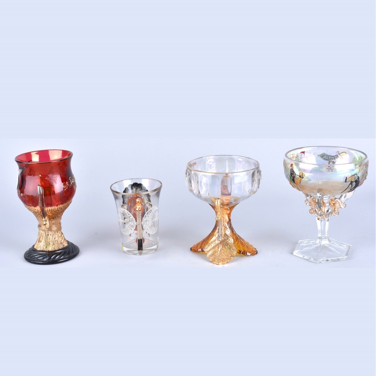 Four Antique Masonic Glassware