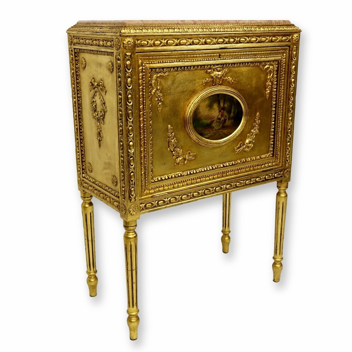 Hand Carved Gold Painted Cabinet