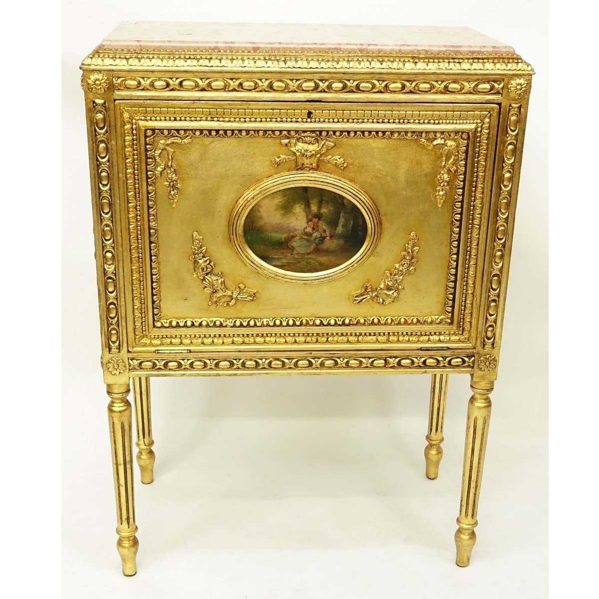 Hand Carved Gold Painted Cabinet