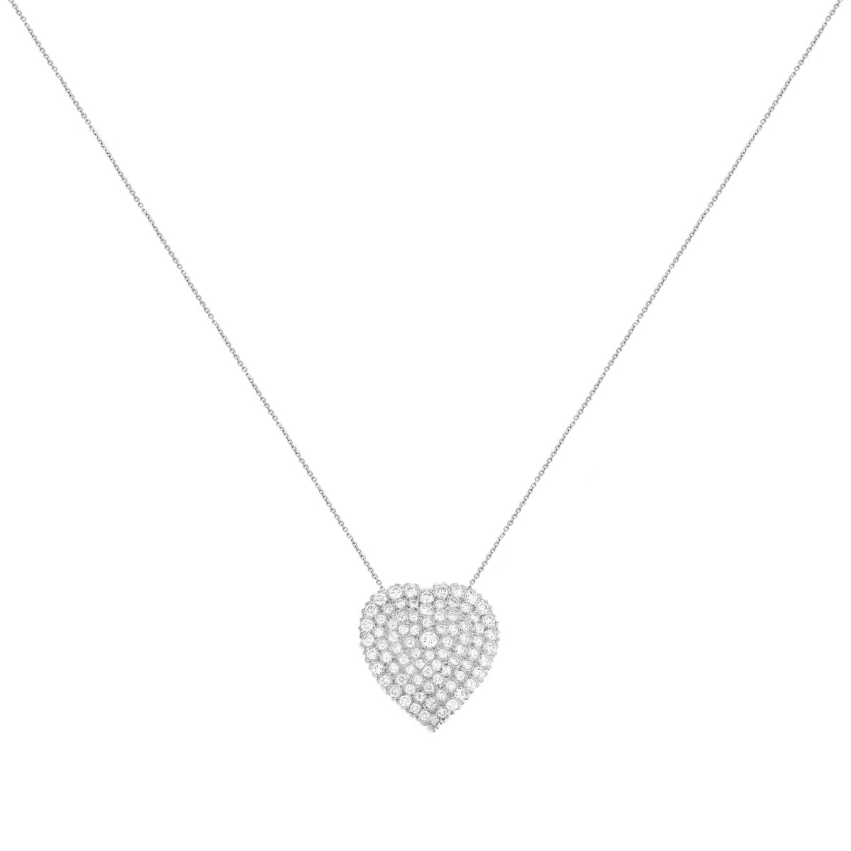 Diamond and 14K Heart Pendant Necklace