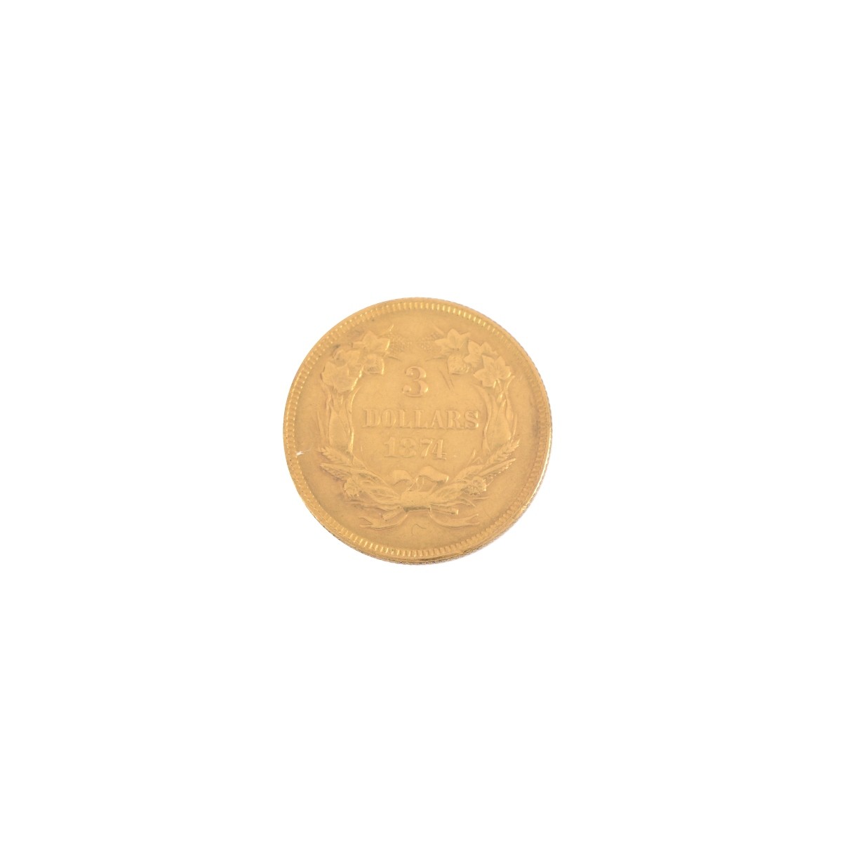 1874 US Gold Three Dollar Coin