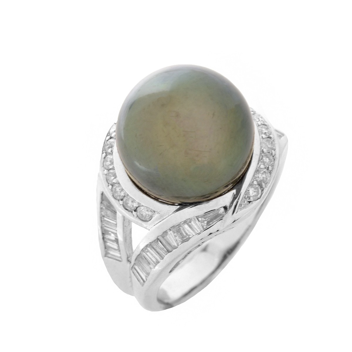 Pearl, Diamond and 18K Ring