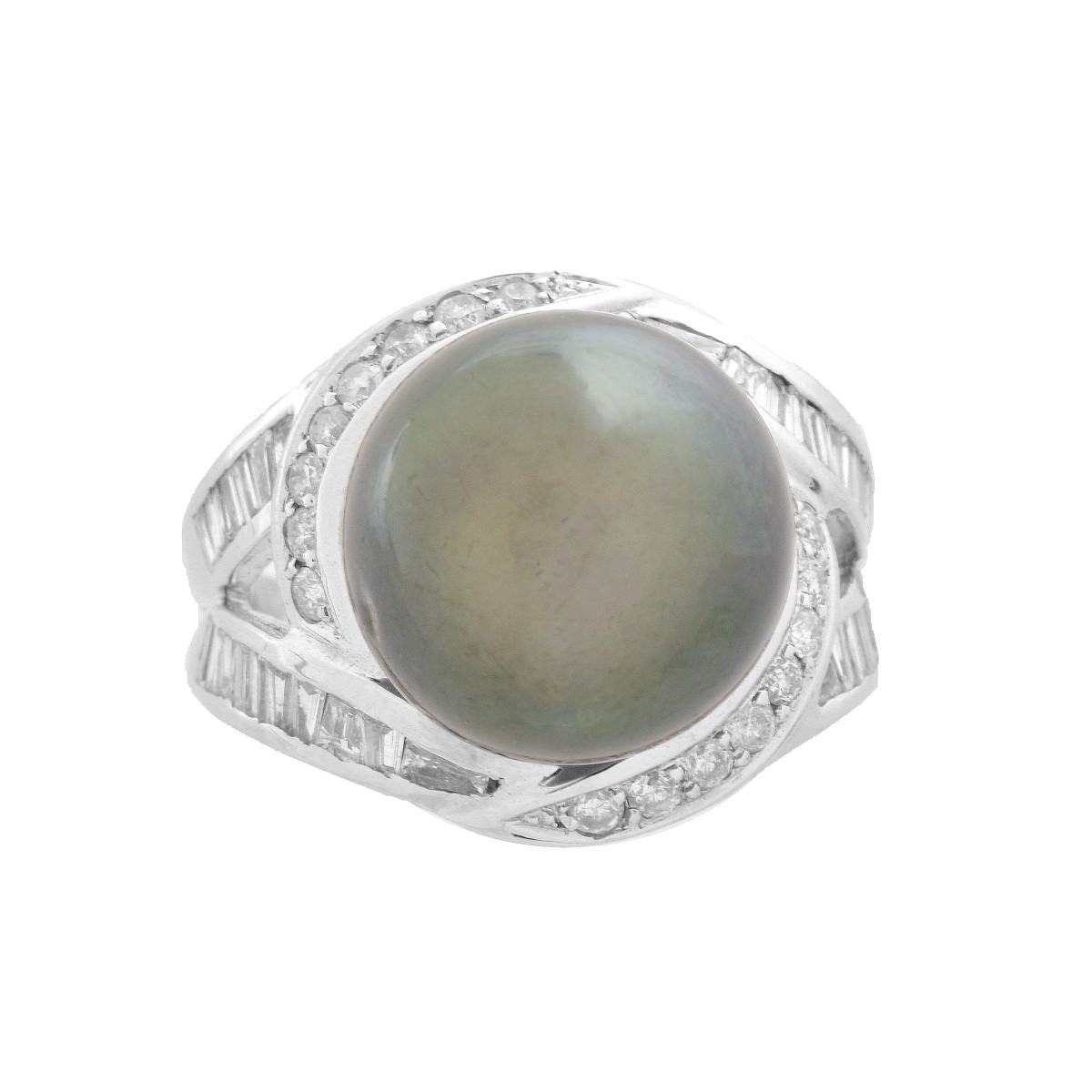 Pearl, Diamond and 18K Ring