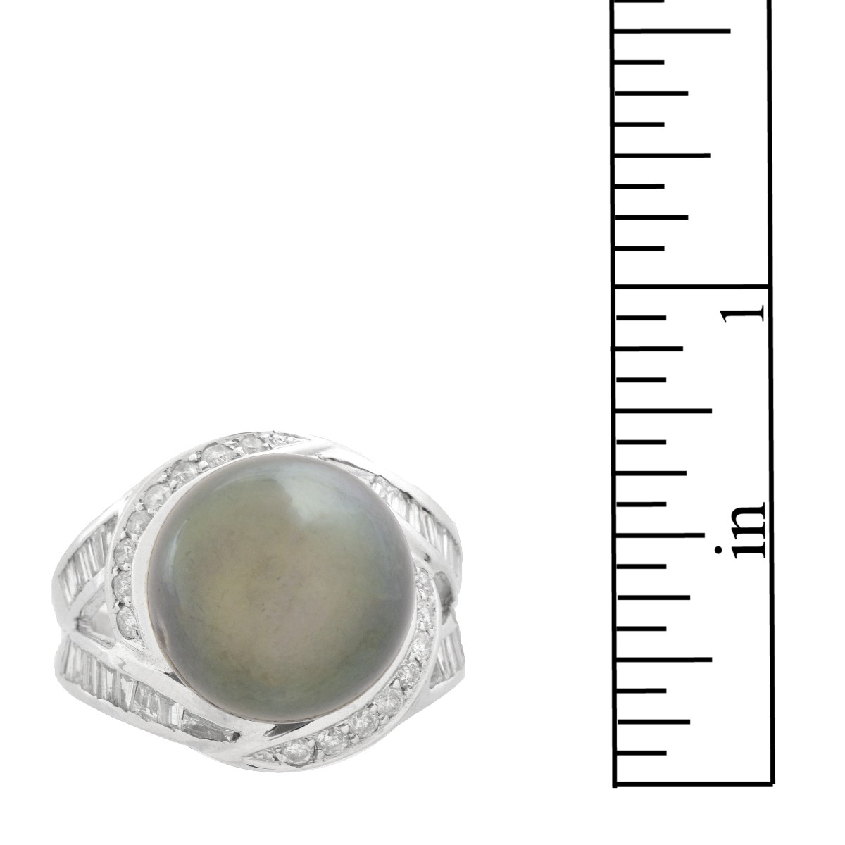 Pearl, Diamond and 18K Ring