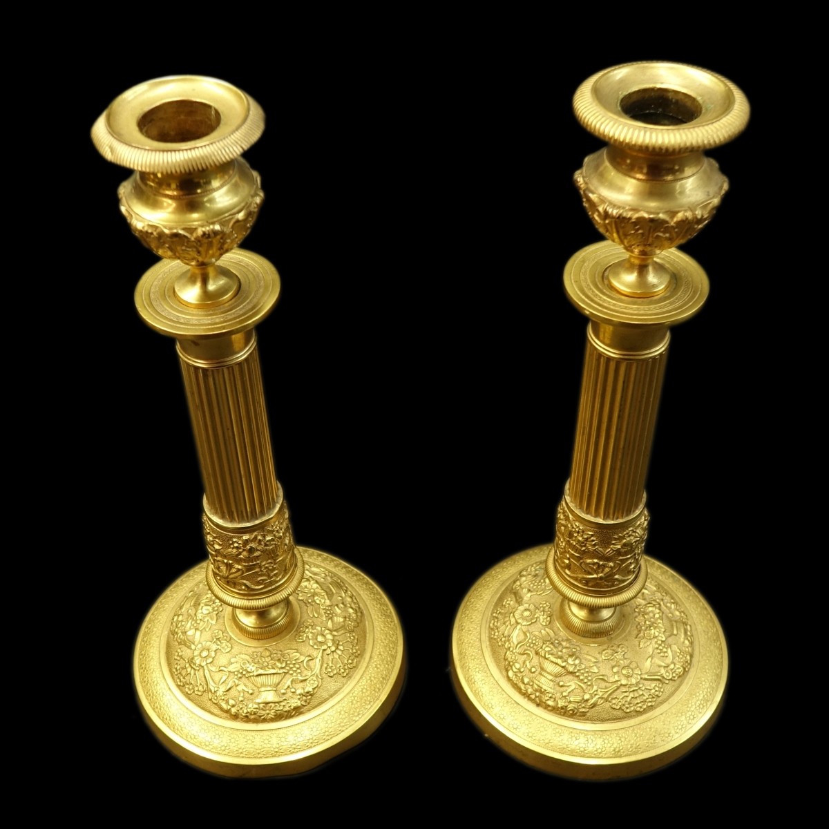 Pr Antique French Bronze Candelabras