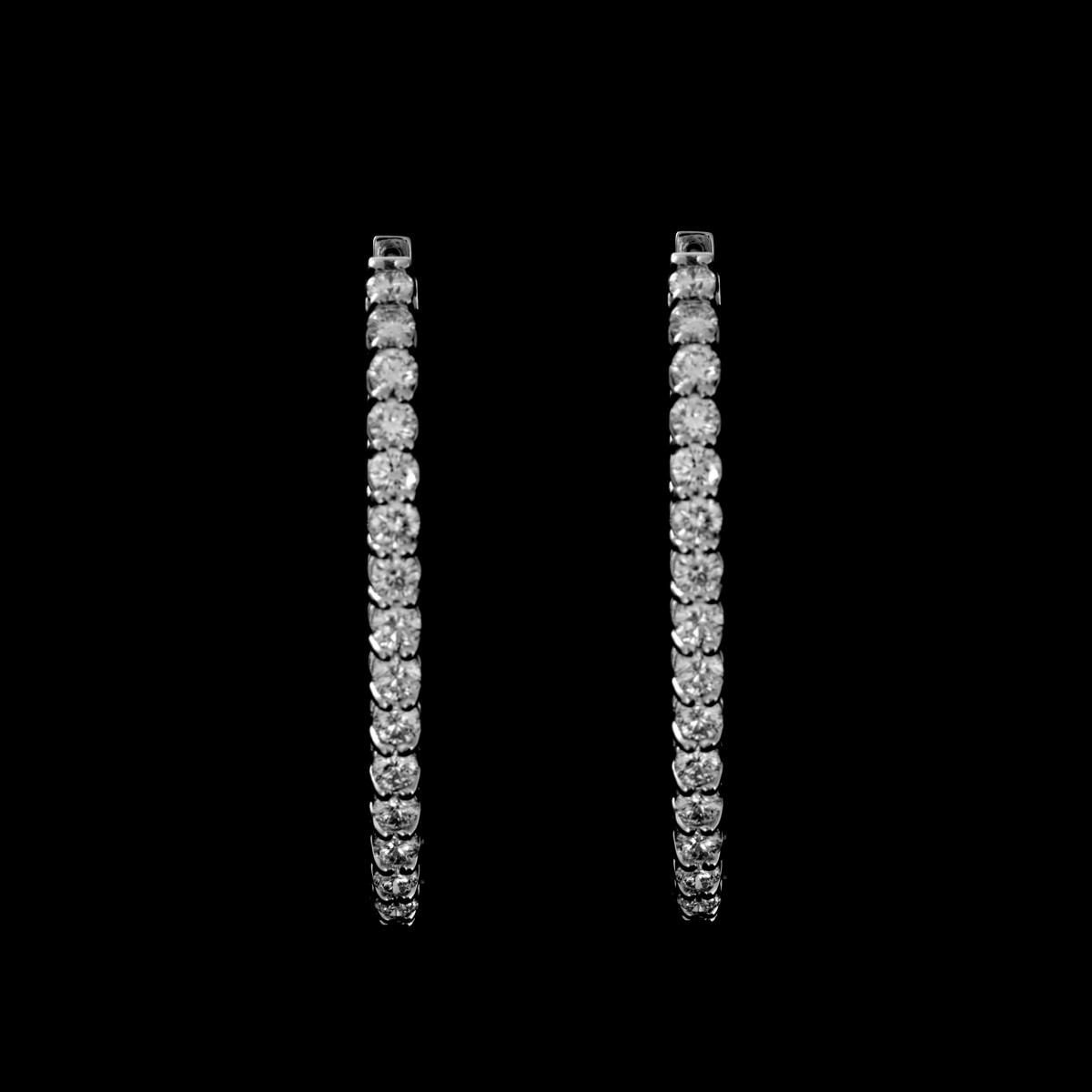 Diamond and 14K Hoop Earrings
