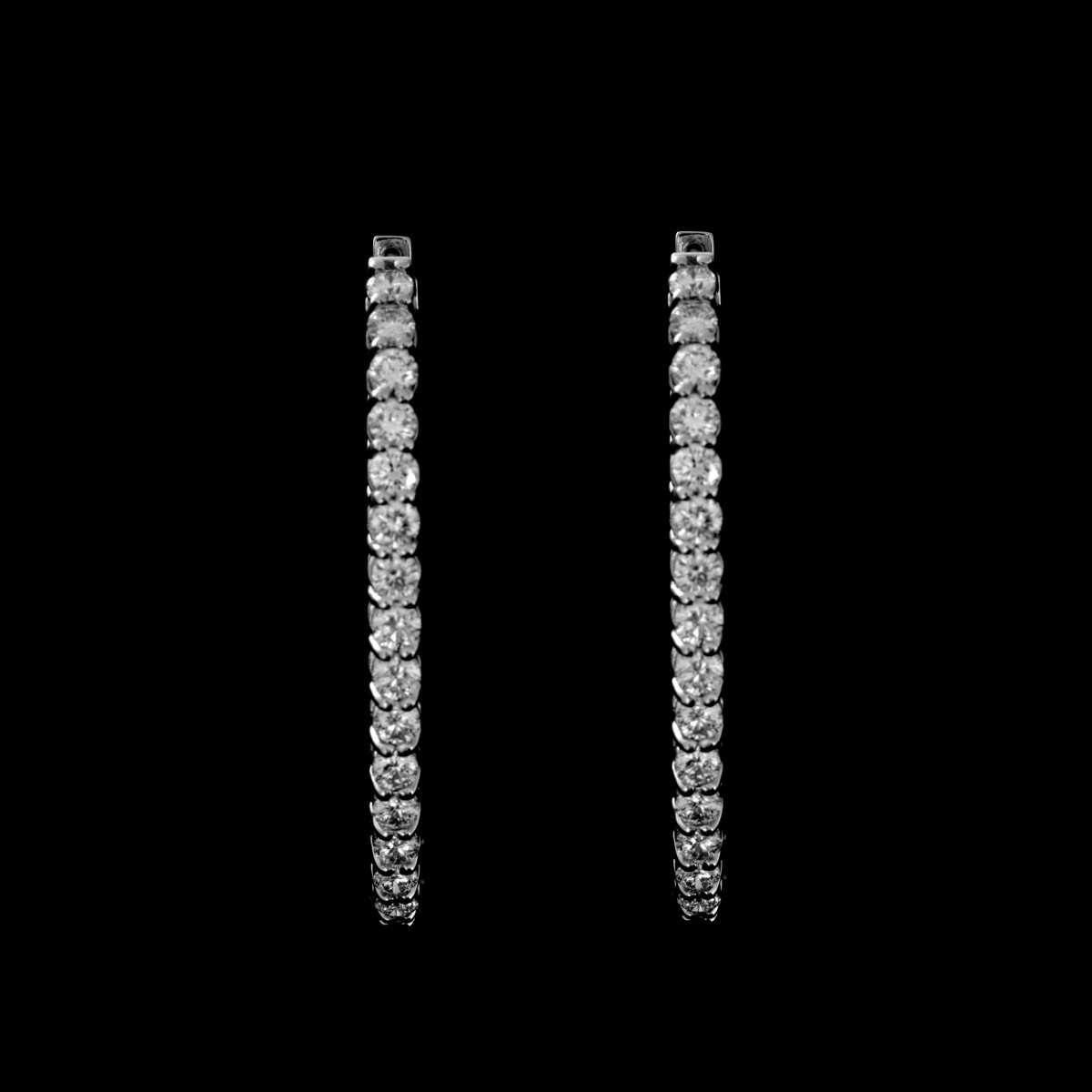 Diamond and 14K Hoop Earrings