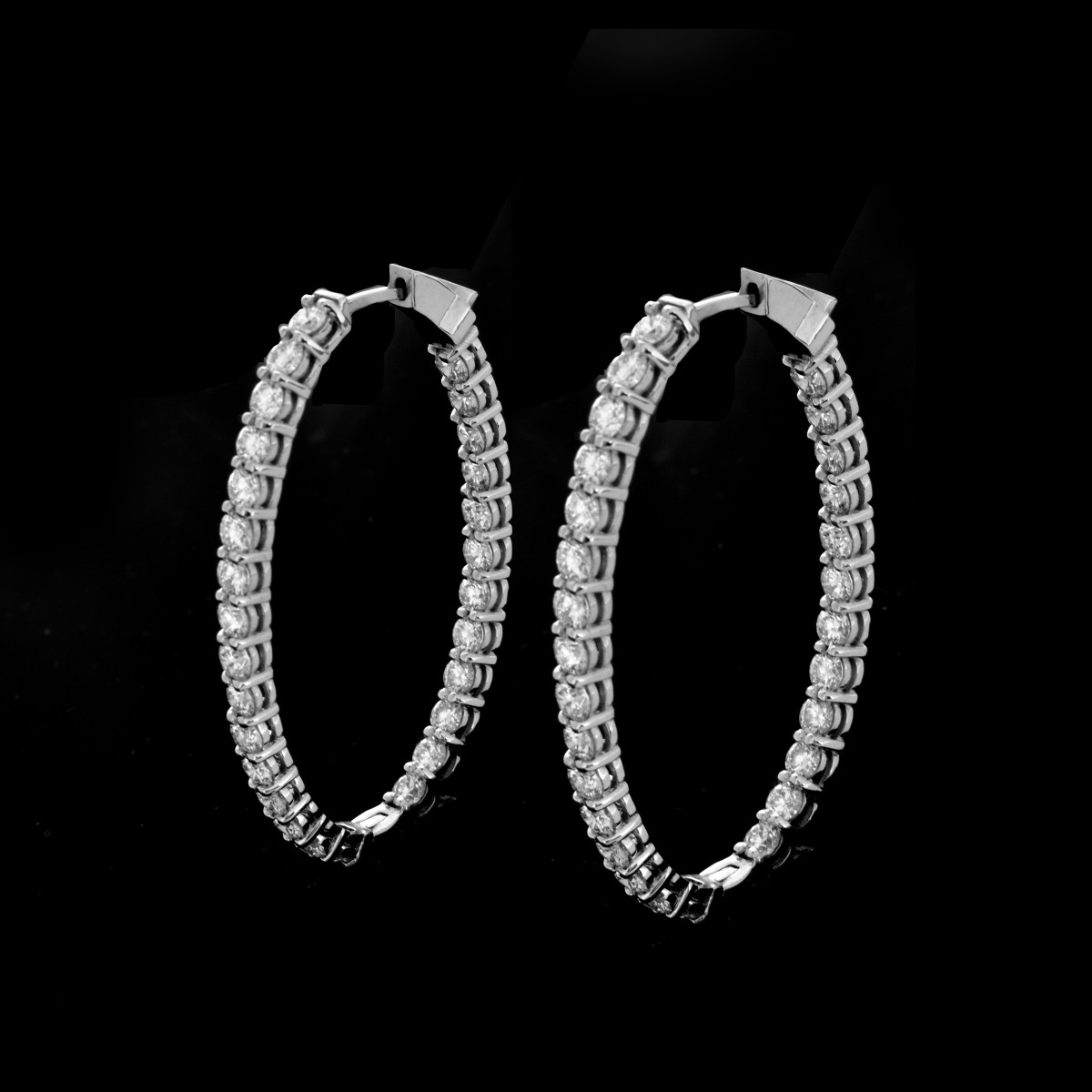 Diamond and 14K Hoop Earrings