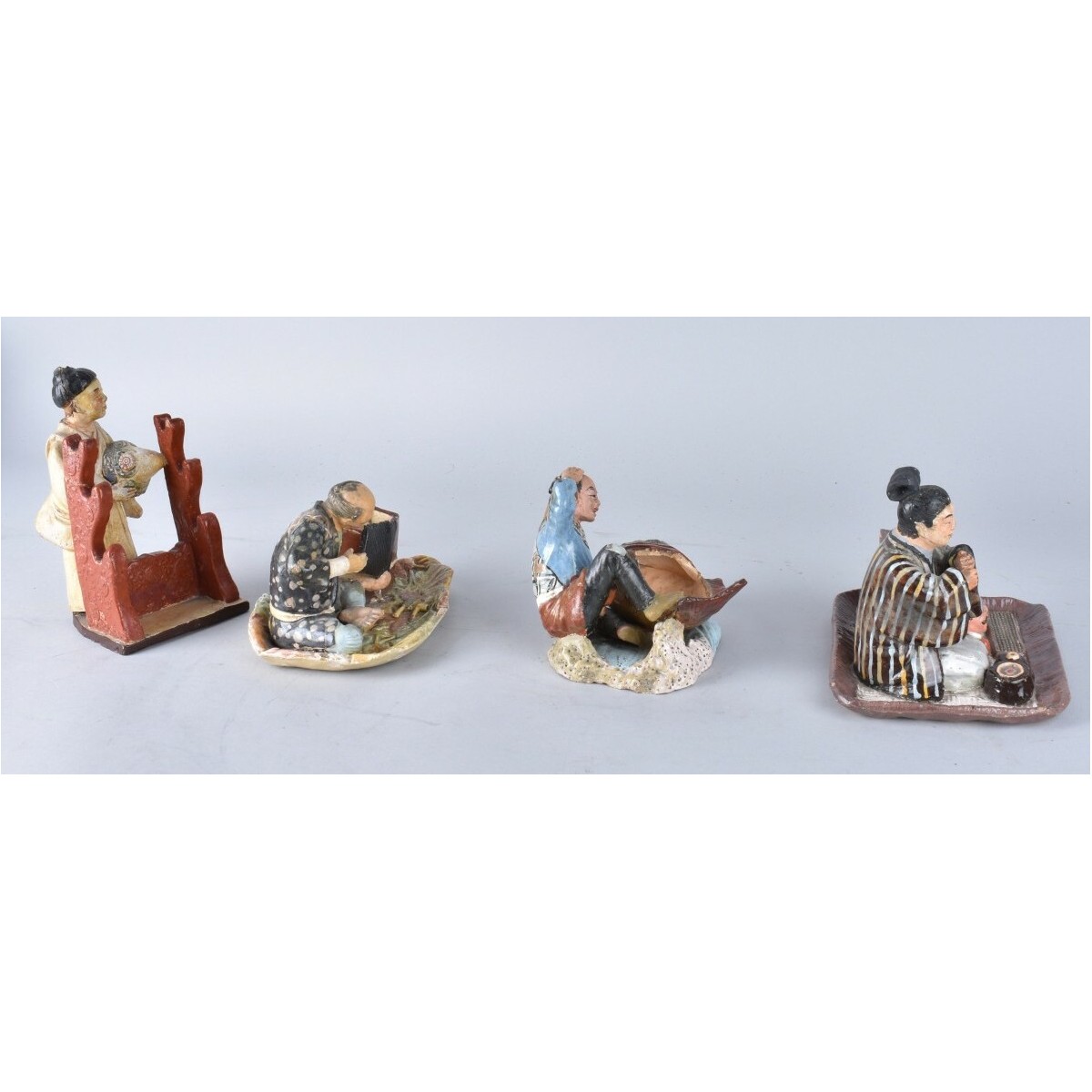 4 Vintage Japanese Pottery Figures