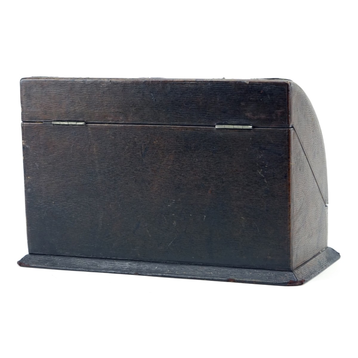 Early 19C English Leather & Silver Stationary Box