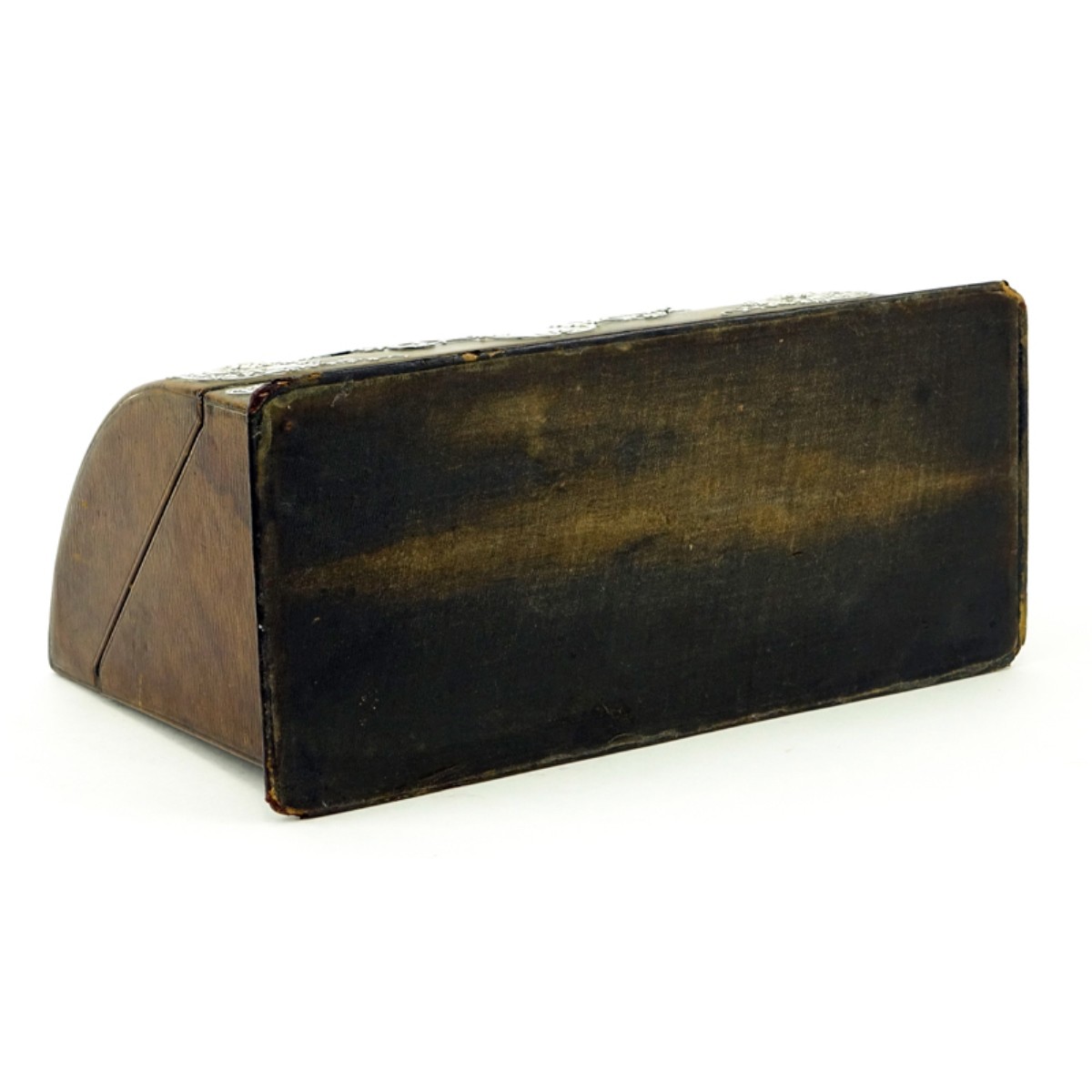 Early 19C English Leather & Silver Stationary Box