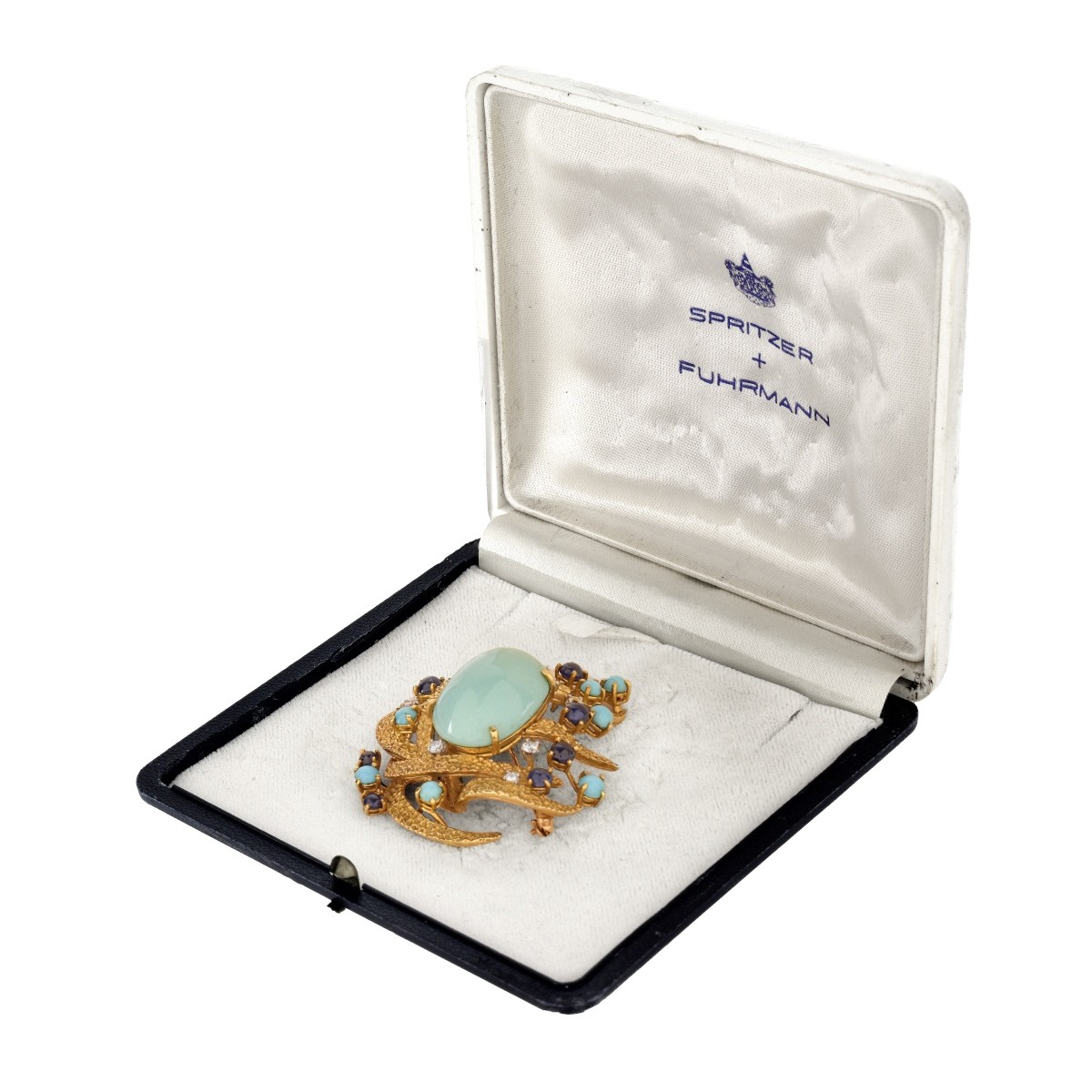 Spitzer & Furman Turquoise and 18K Brooch