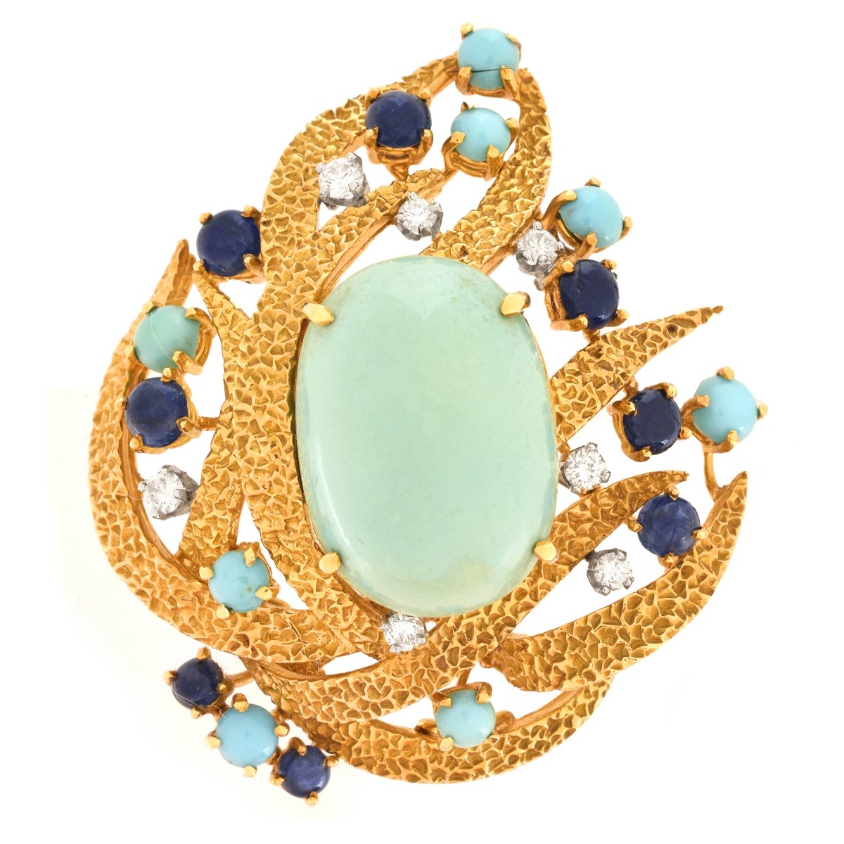 Spitzer & Furman Turquoise and 18K Brooch