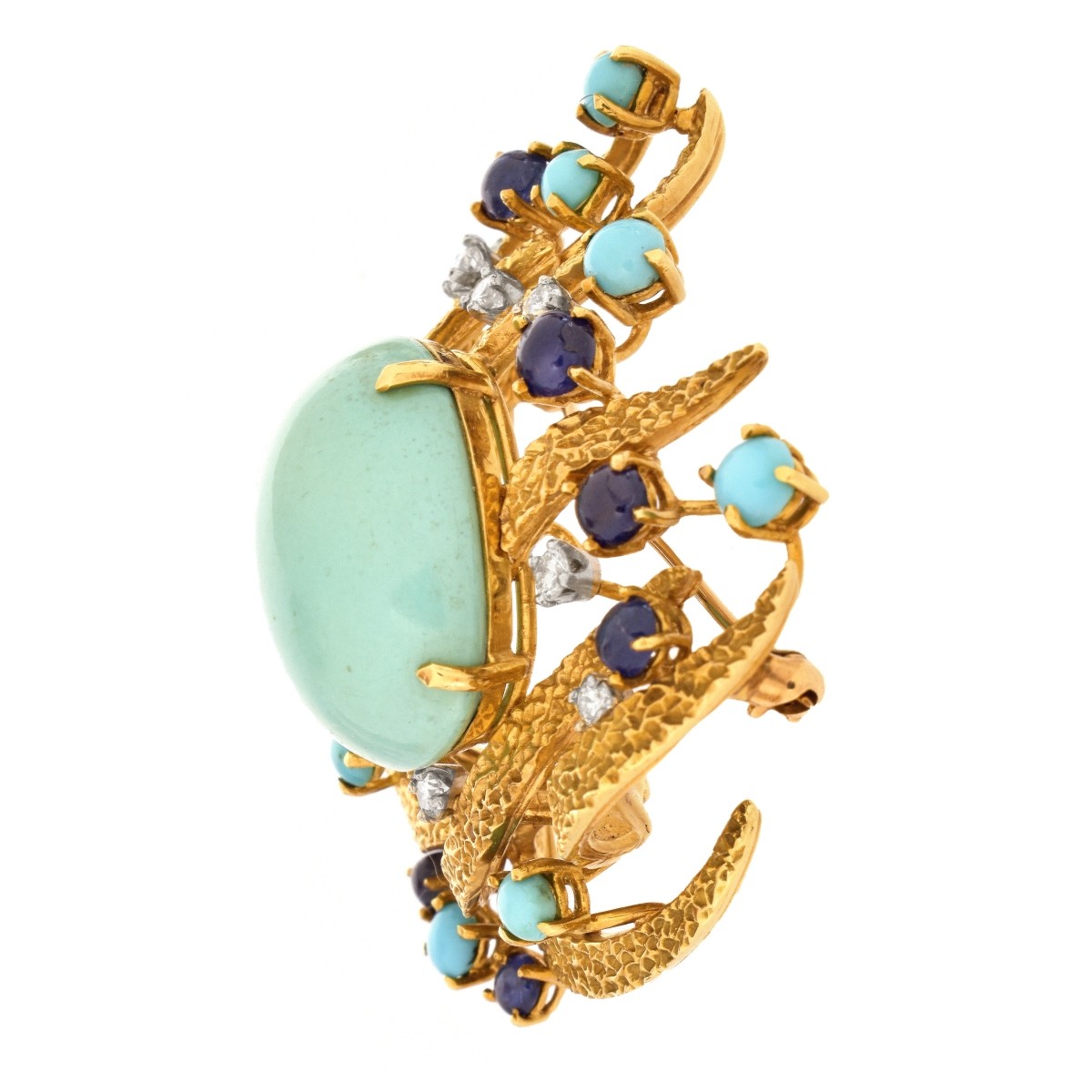 Spitzer & Furman Turquoise and 18K Brooch