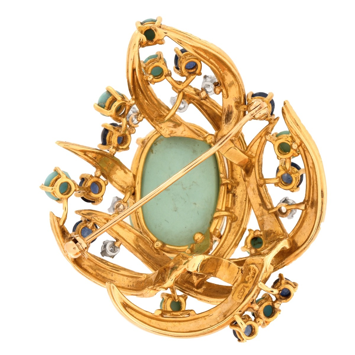 Spitzer & Furman Turquoise and 18K Brooch