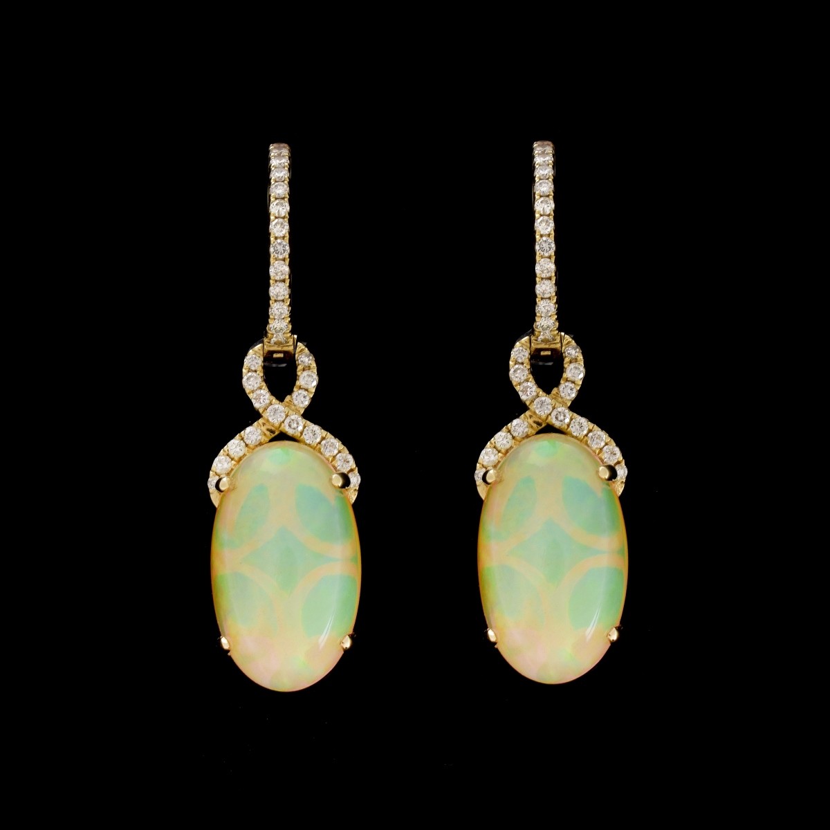 Opal, Diamond and 14K Earrings