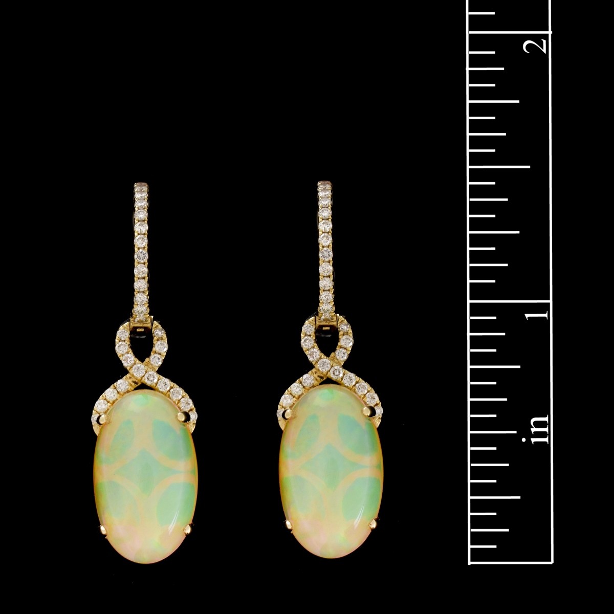 Opal, Diamond and 14K Earrings