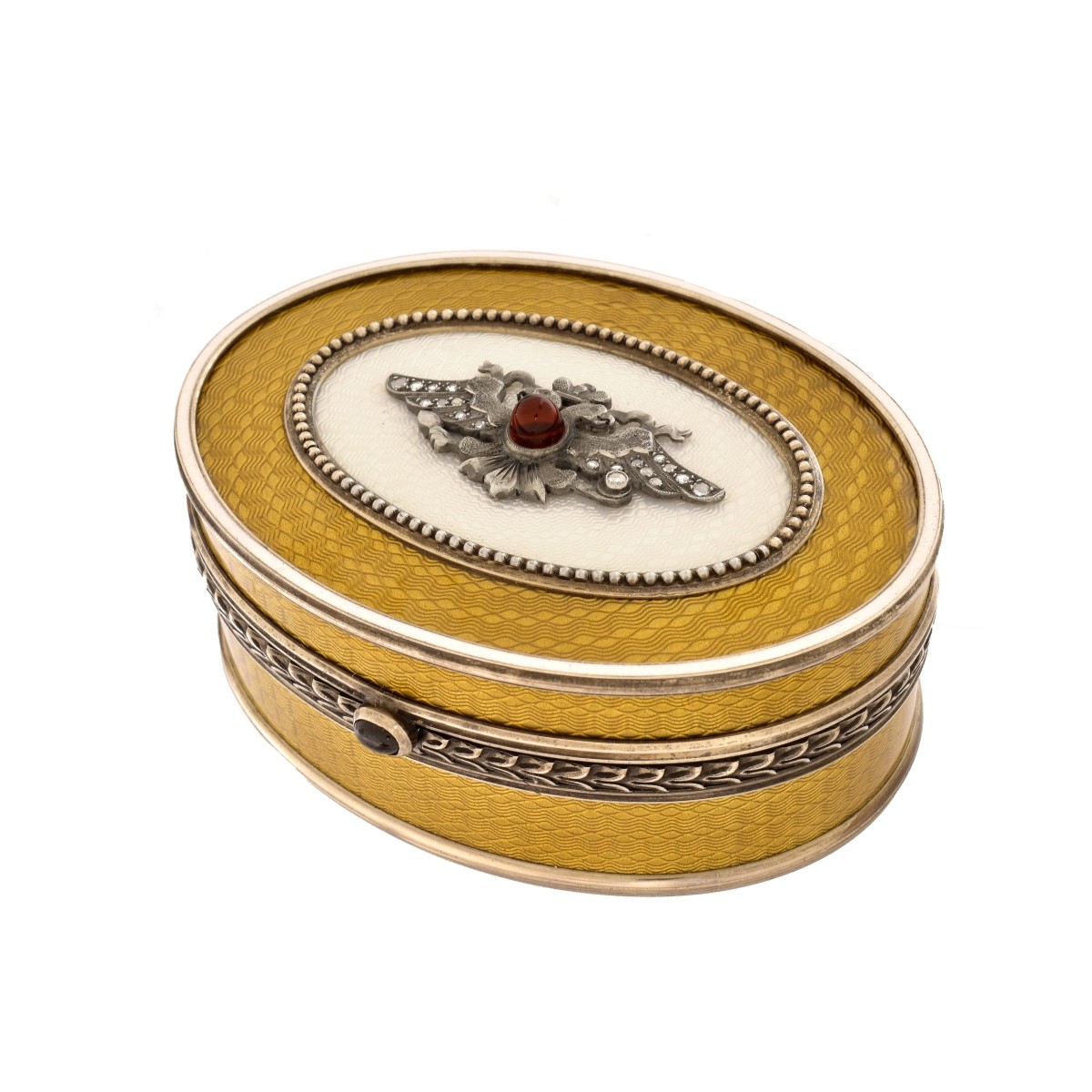 Faberge Jeweled Silver and Enamel Box