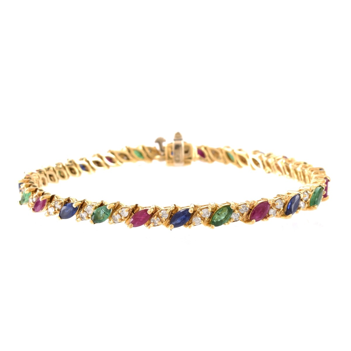 Multi Gemstone and 14K Tennis Bracelet