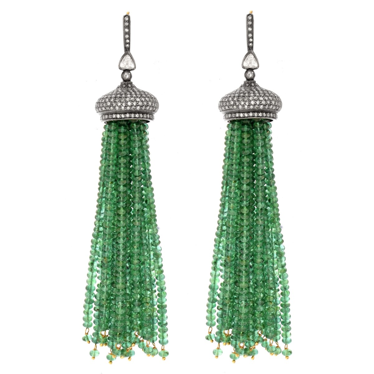 Emerald, Diamond and 18K Earrings