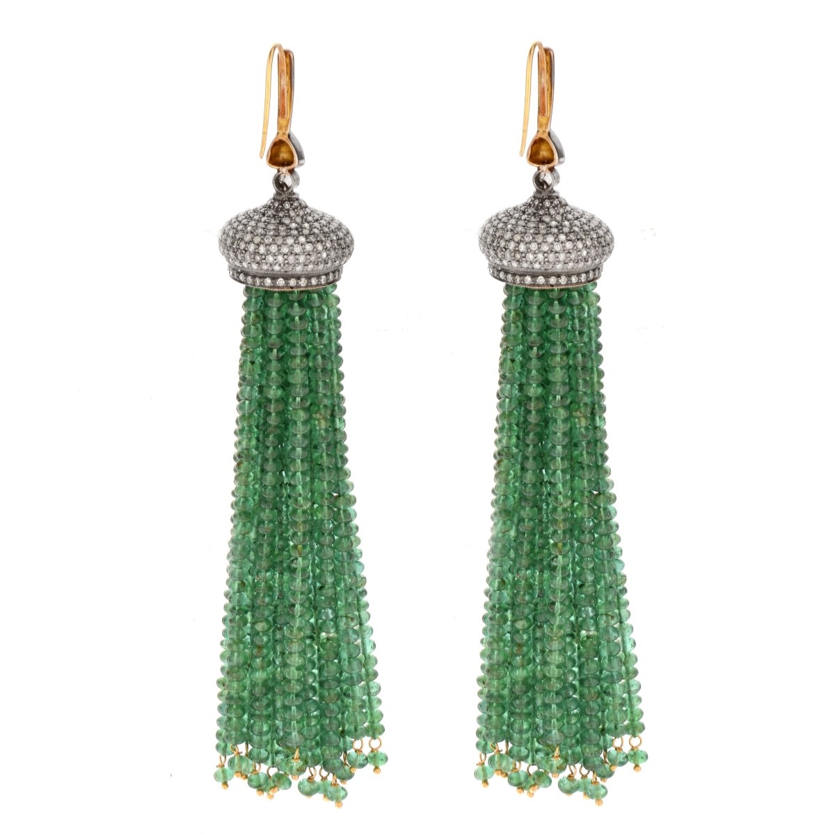 Emerald, Diamond and 18K Earrings