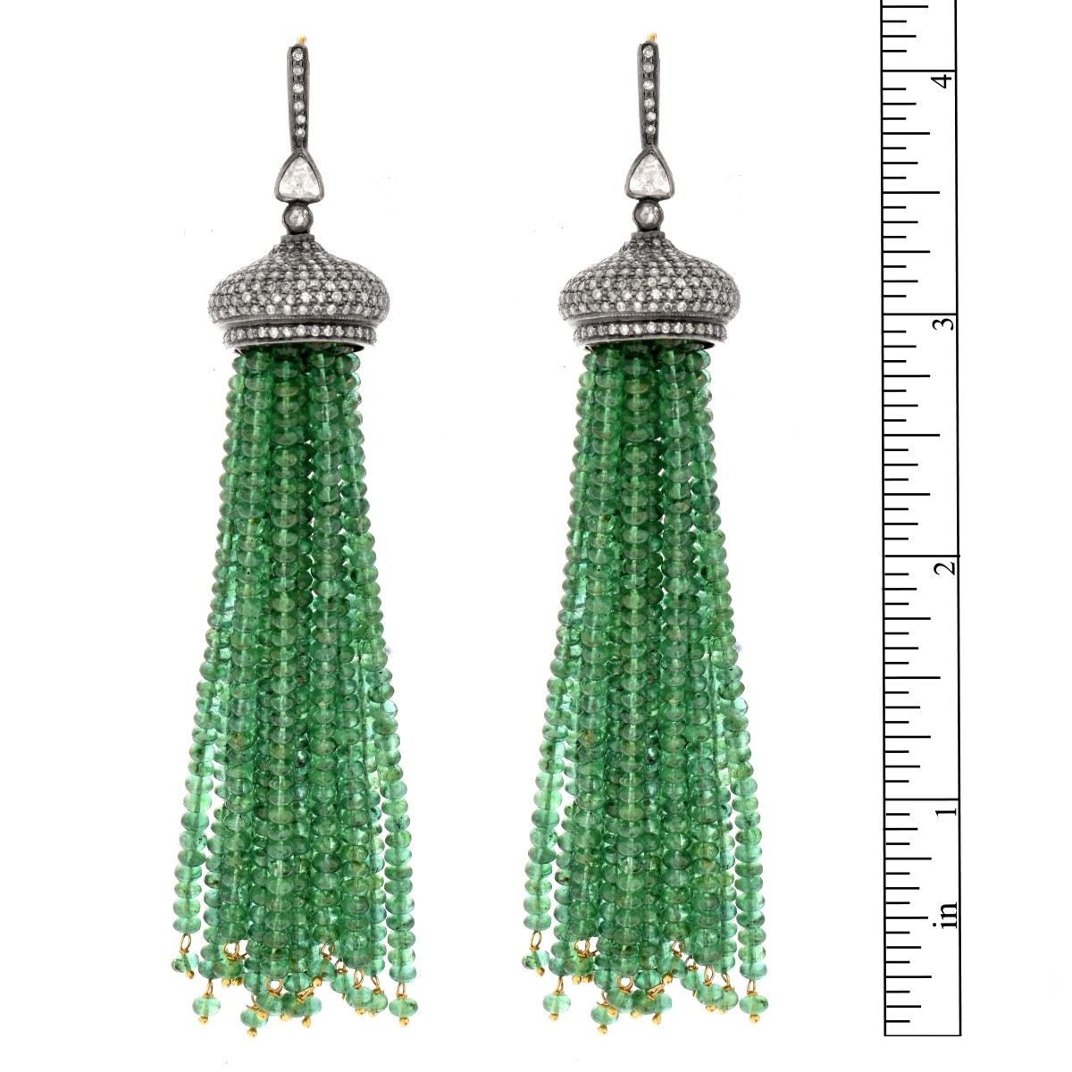 Emerald, Diamond and 18K Earrings