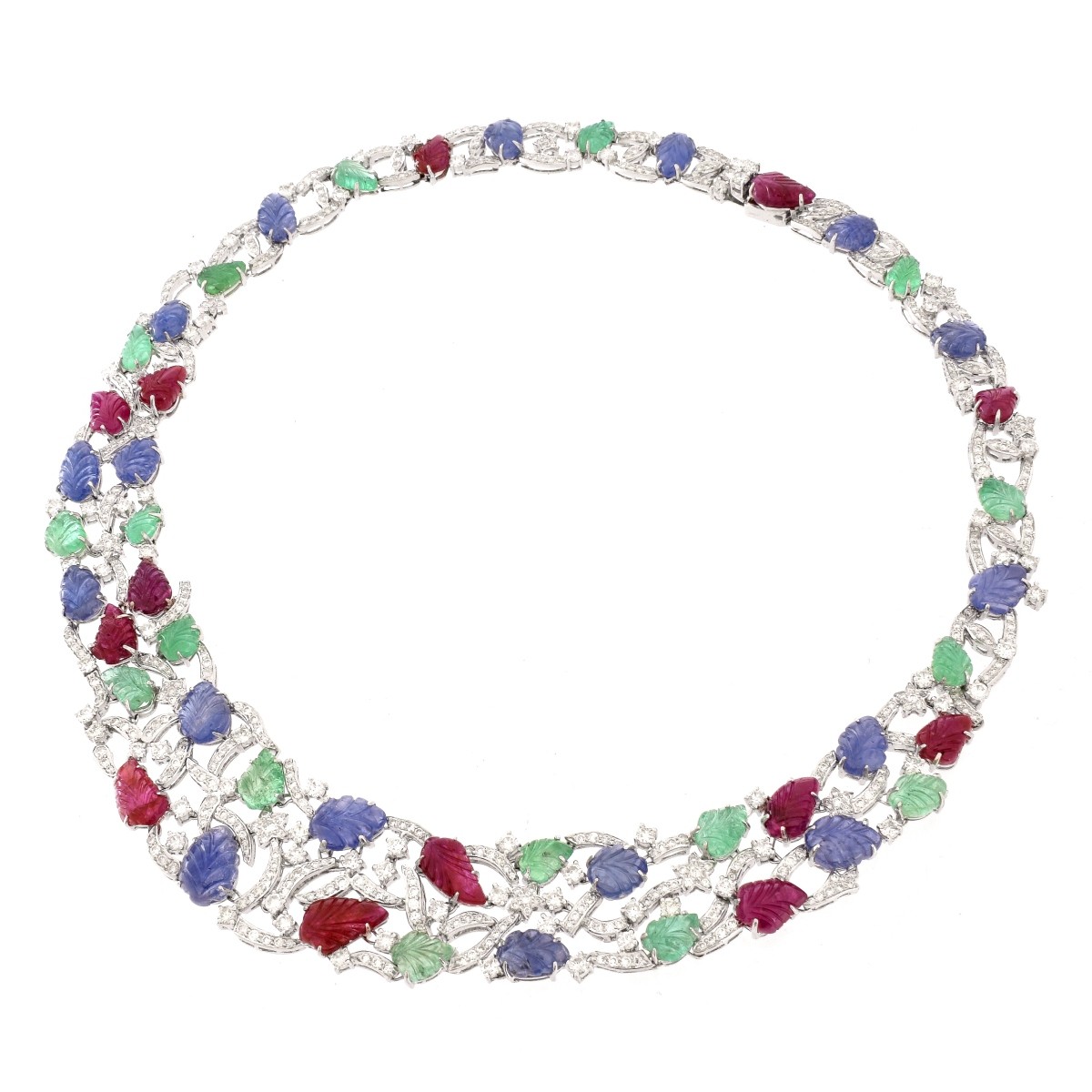 Multi Gemstone, Diamond and 18K Necklace | Kodner Auctions