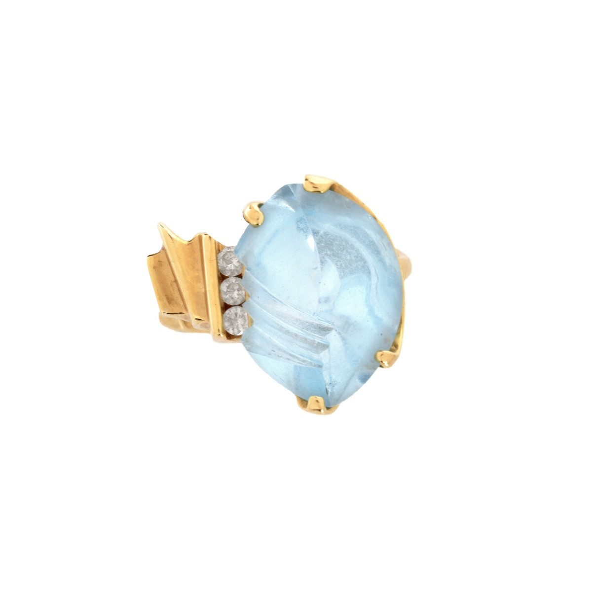 Aquamarine, Diamond and 14K Ring