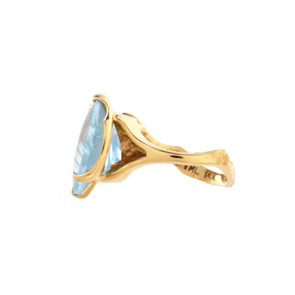 Aquamarine, Diamond and 14K Ring