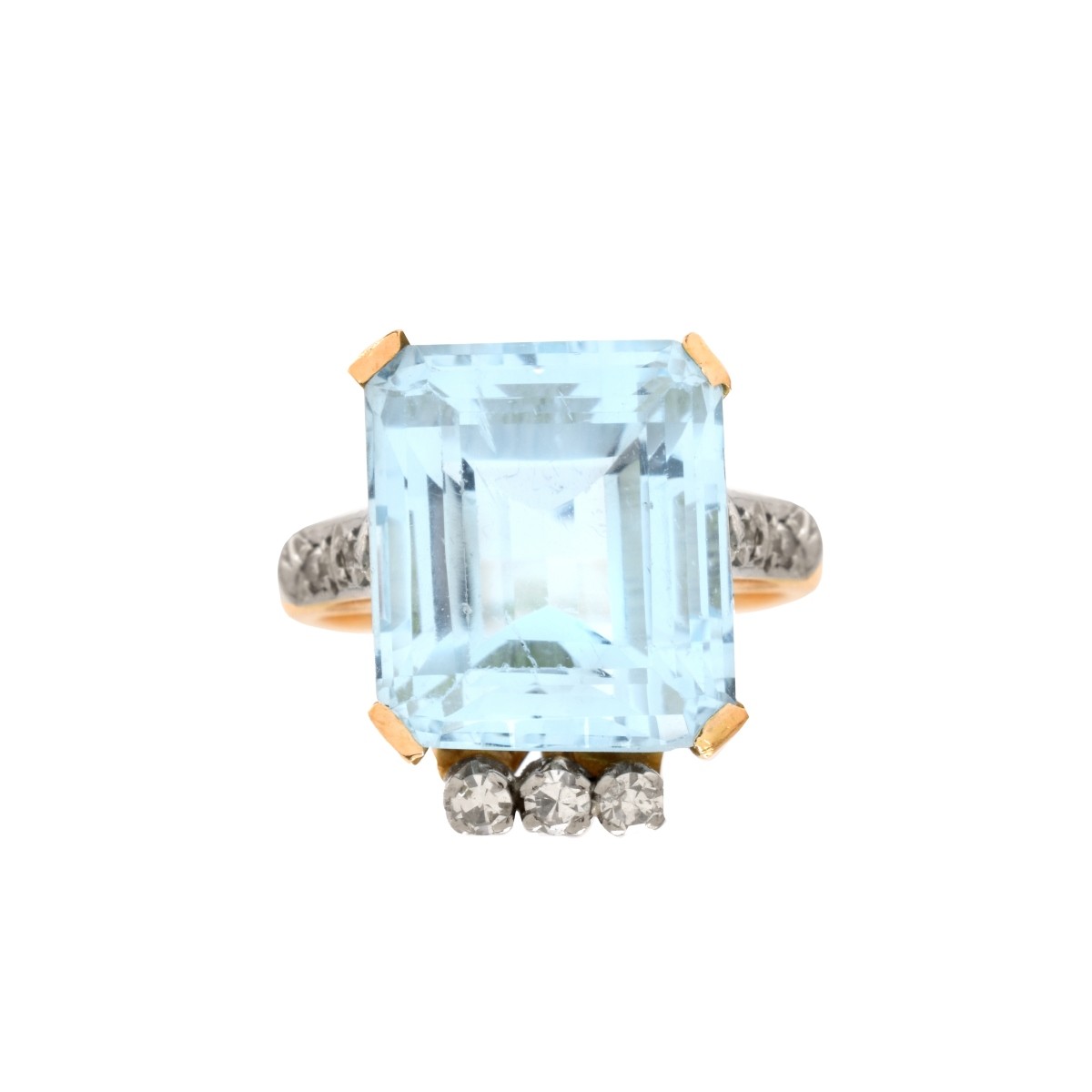 Aquamarine, Diamond and 14K Ring