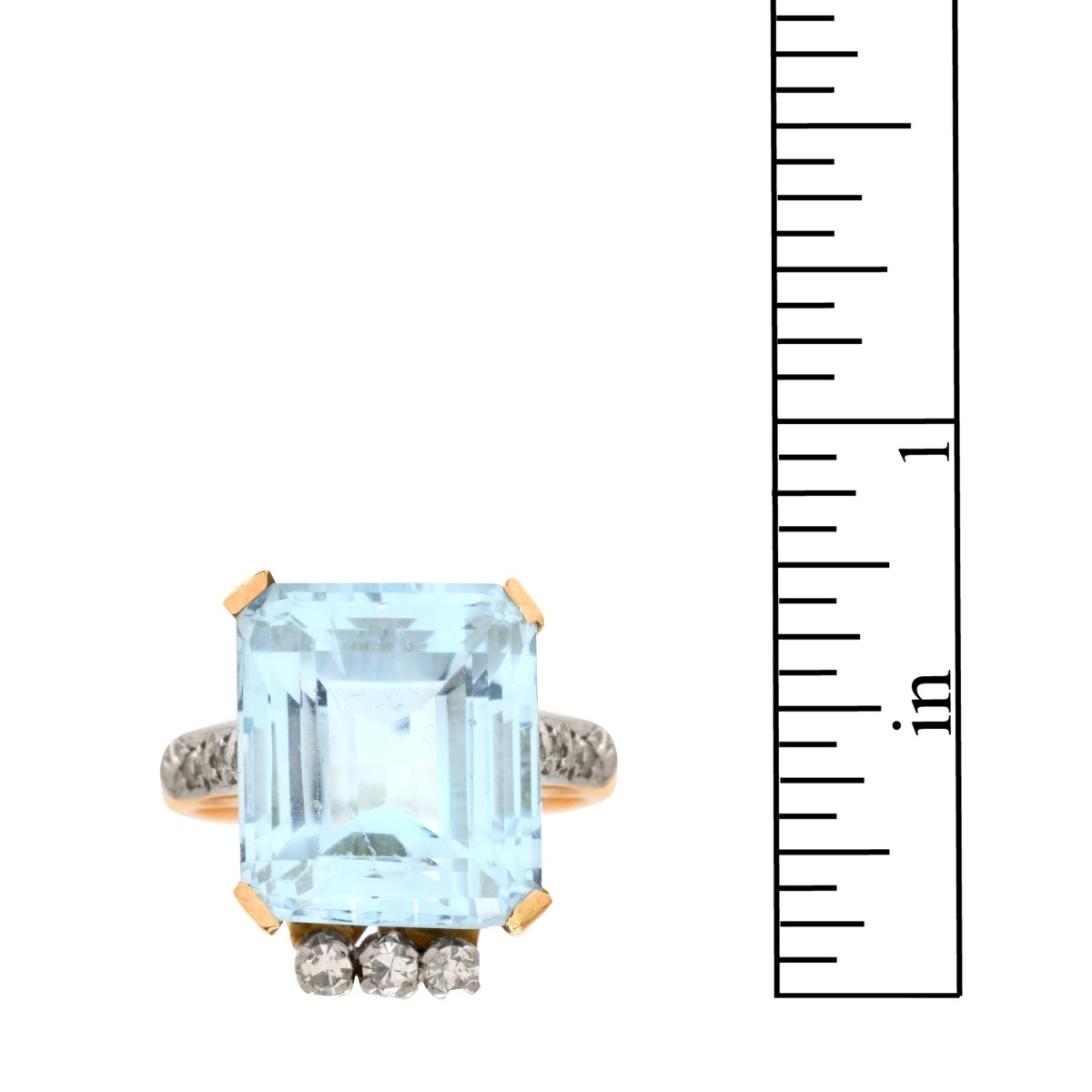 Aquamarine, Diamond and 14K Ring