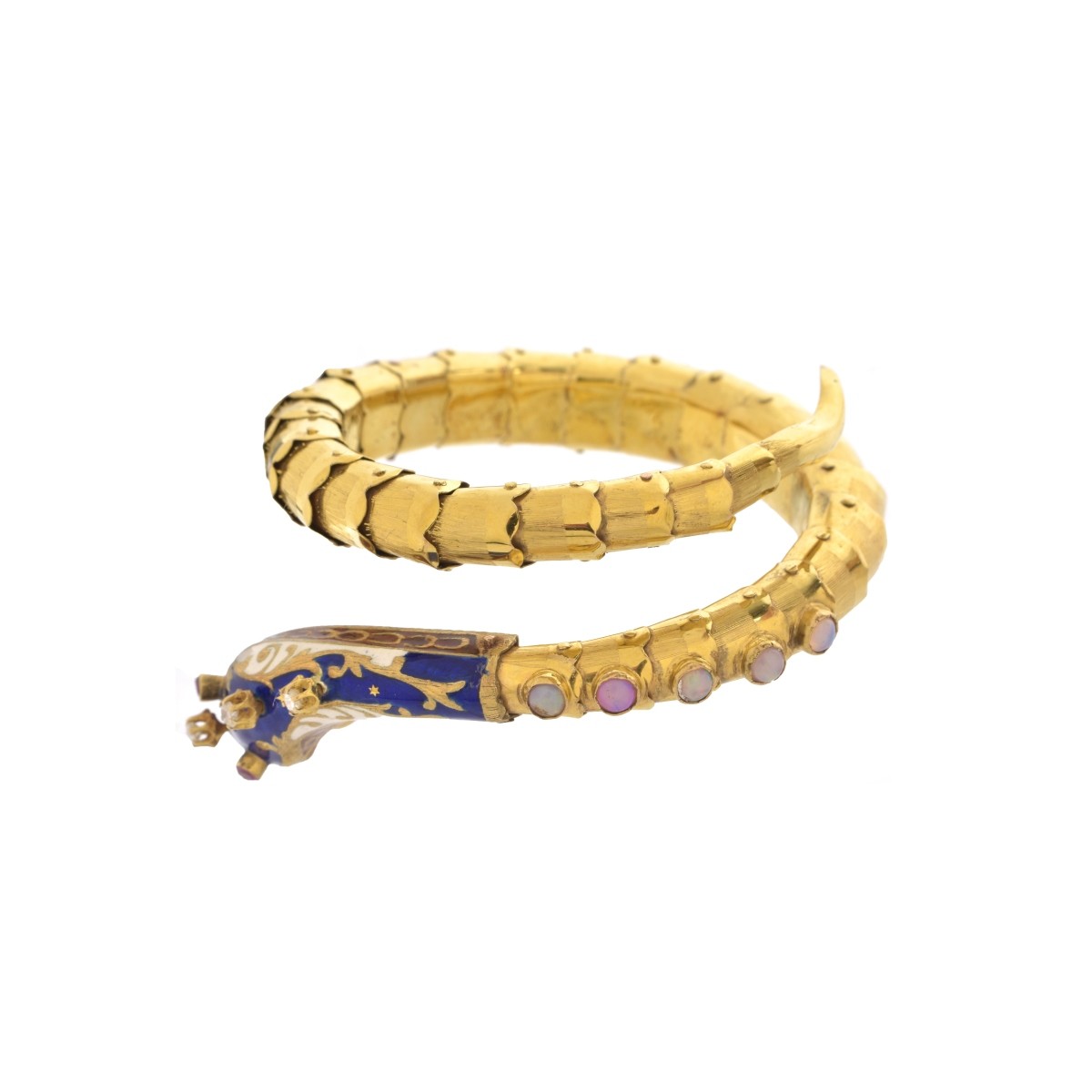 14K and Gemstone Snake Bangle