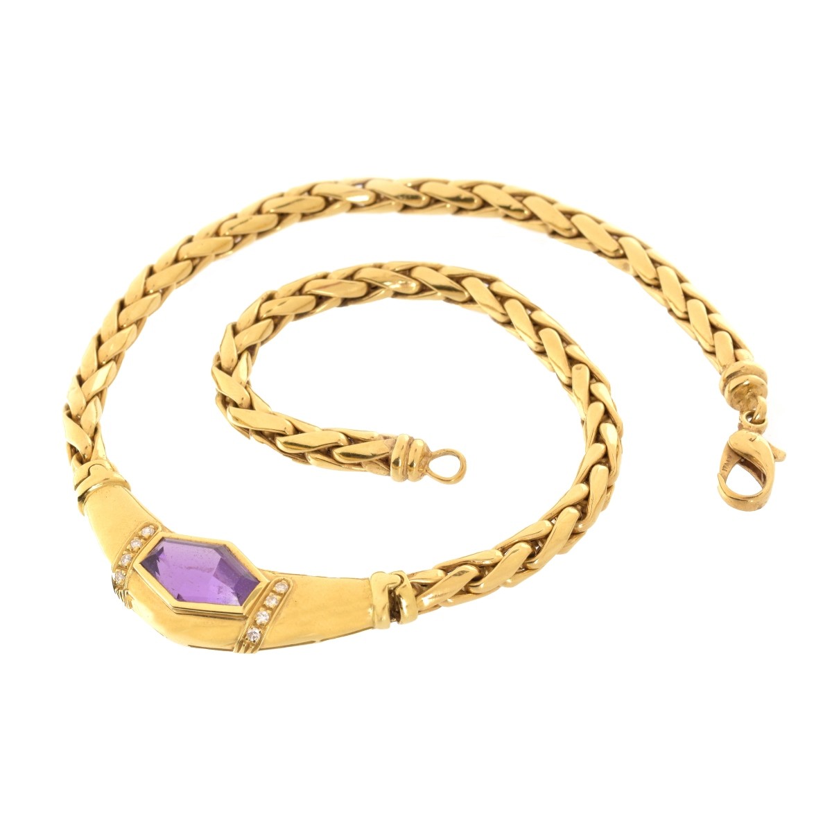 Amethyst, Diamond and 18K Necklace