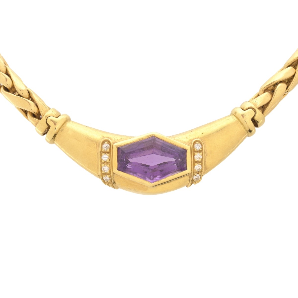 Amethyst, Diamond and 18K Necklace