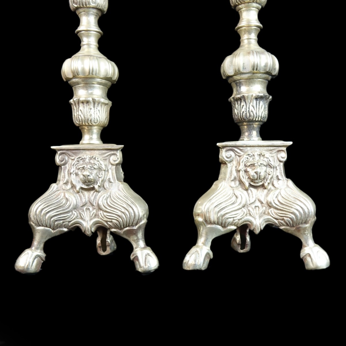 Pair Pricket Silvered Candlesticks