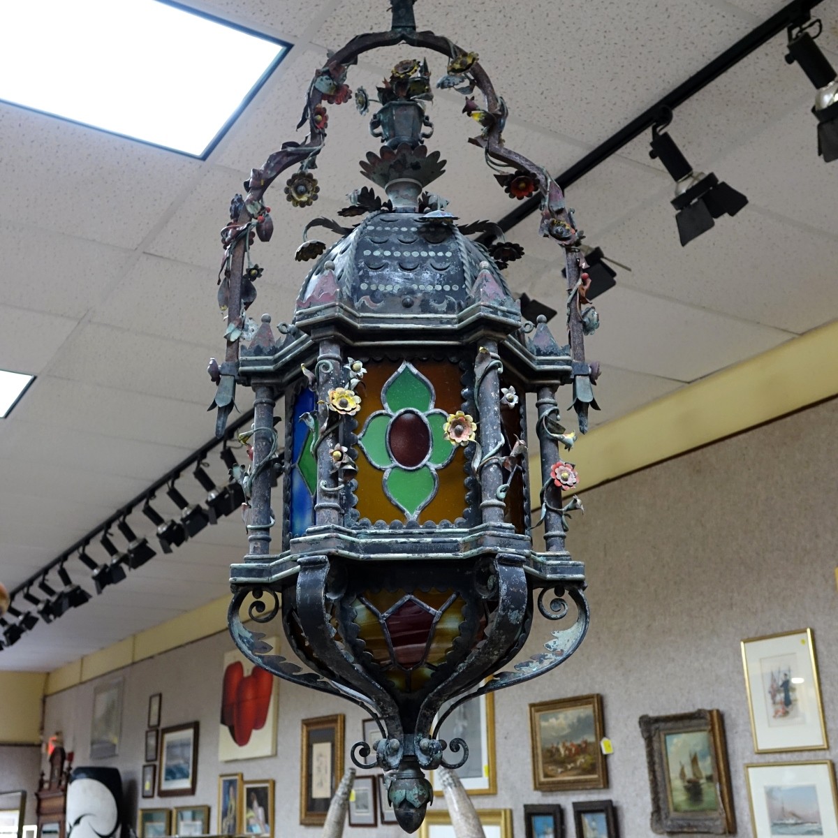 Early 20C Wrought Iron lantern