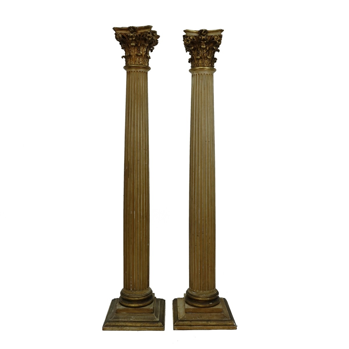 Pair of Large Giltwood Carved Columns