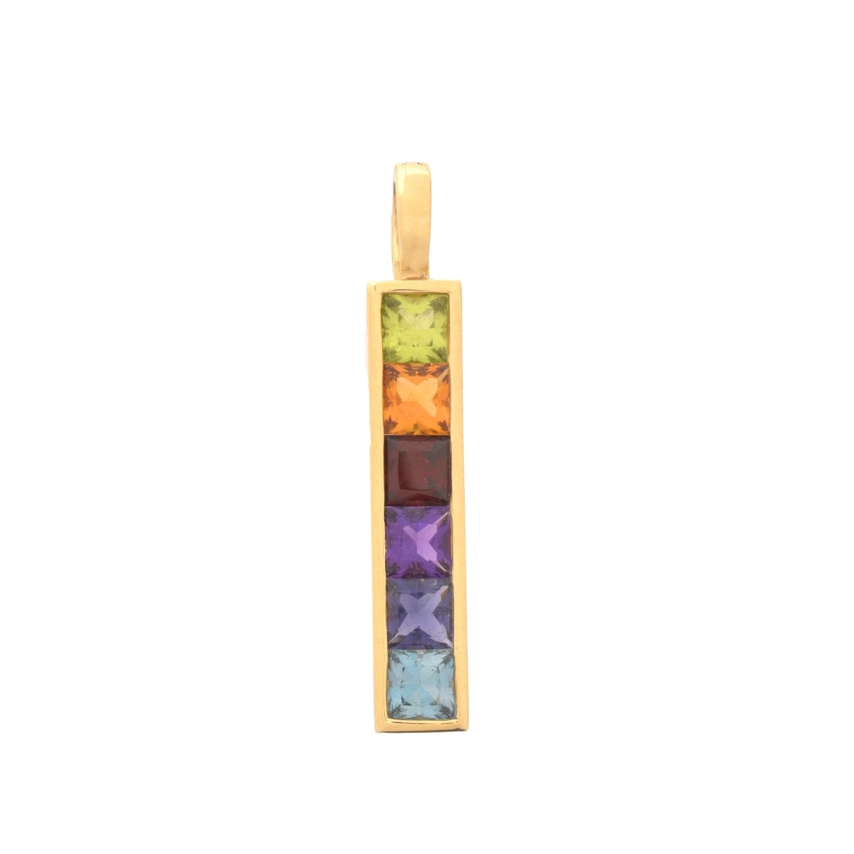 Multi Gemstone and 18K Pendant