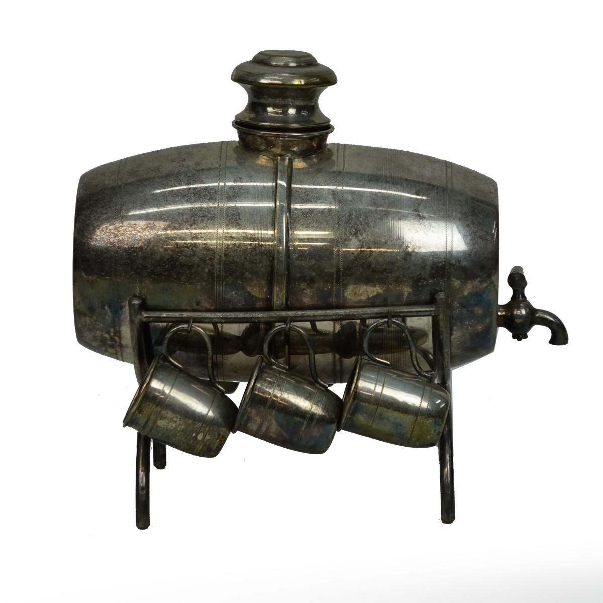 20th C. Israeli Silverplate Liquor Barrel