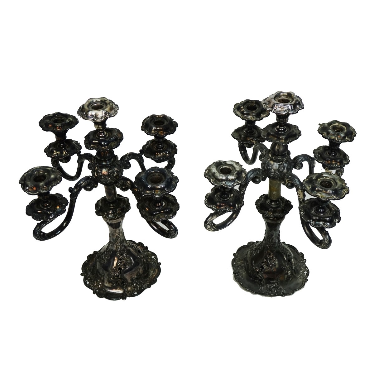 Pr Antique Silver Plate Candelabra