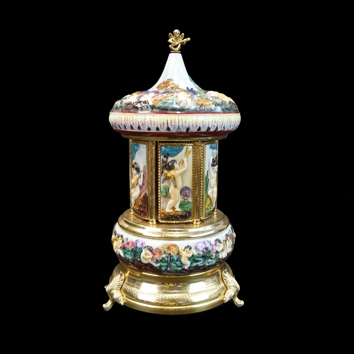 20C Capodimonte Musical Carousel Cigarette Box