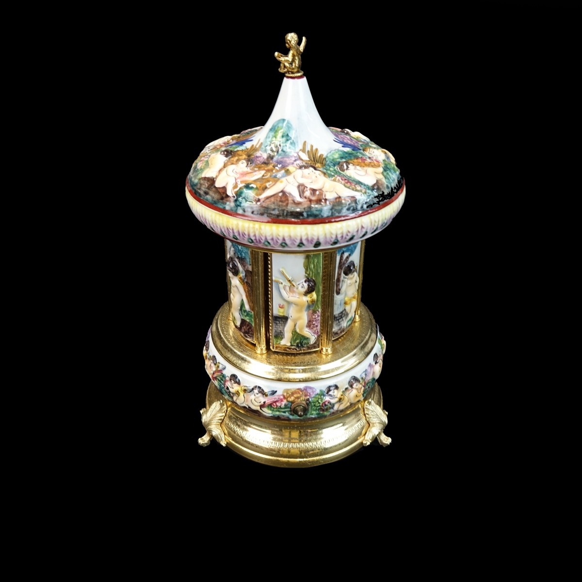 20C Capodimonte Musical Carousel Cigarette Box